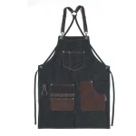 100% Denim Apron with Leather Details
