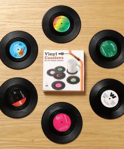 6pcs Record Design Coasters With Gift Box