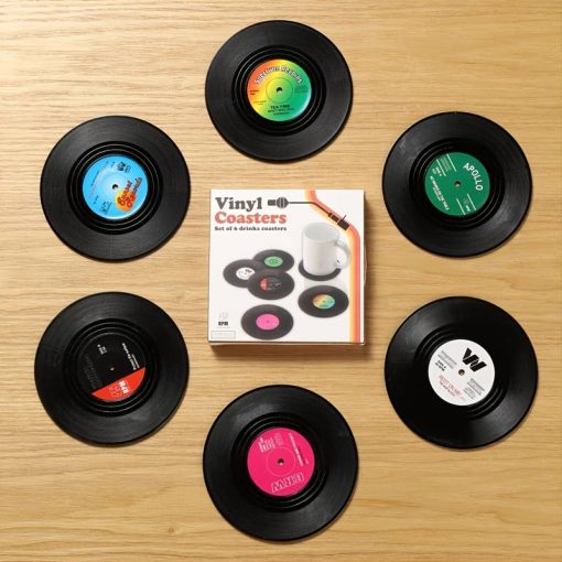 6pcs Record Design Coasters With Gift Box