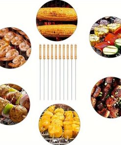 10pcs Barbecue Skewers With Wooden Handle