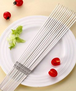 10pcs Reusable Stainless Steel BBQ Skewers