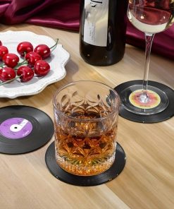 6pcs Record Design Coasters With Gift Box