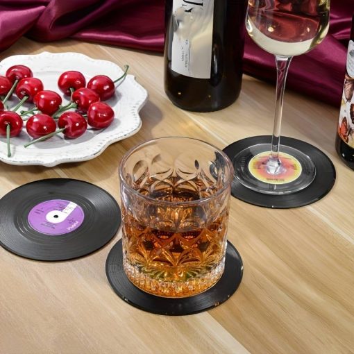 6pcs Record Design Coasters With Gift Box