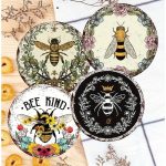 4PCS Bee-Inspired Wooden Coasters