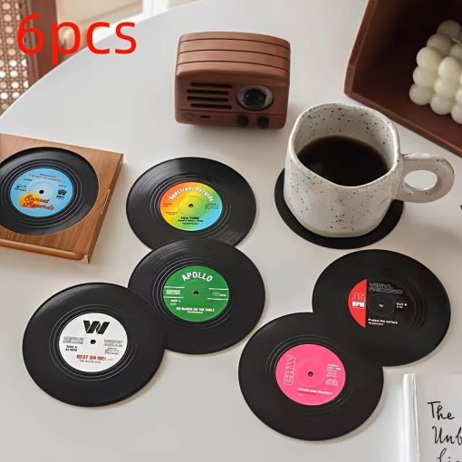 6pcs Record Design Coasters With Gift Box