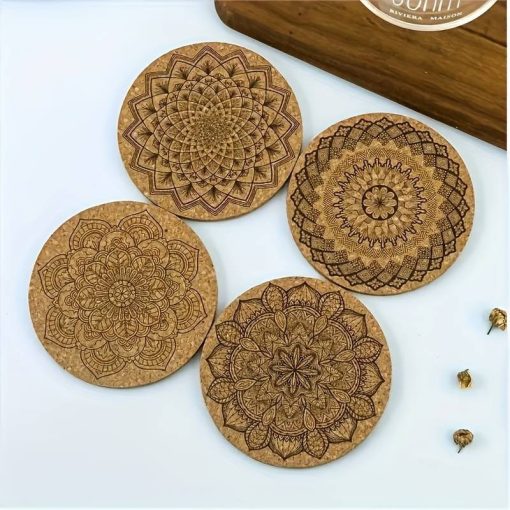 4pcs Bohemian Chic Geometric Cork Coasters Set