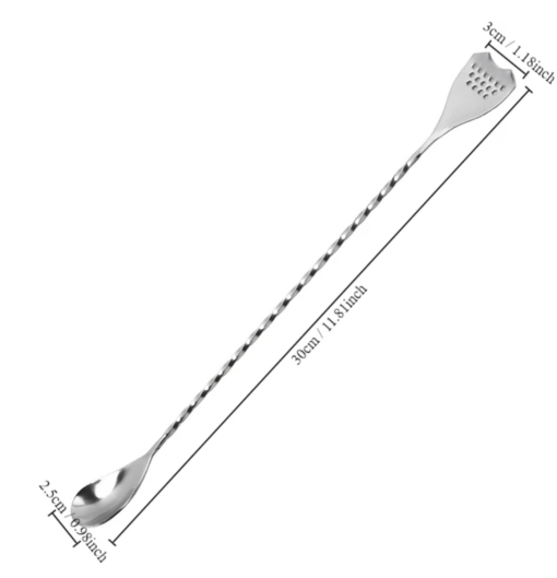 Twisted Helical Mixing Spoon 30cm - Silver Colour