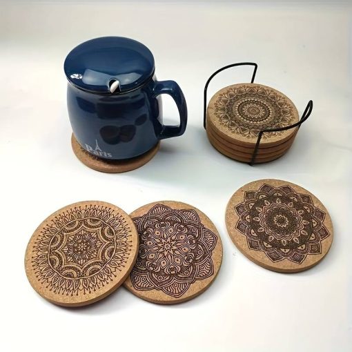 4pcs Bohemian Chic Geometric Cork Coasters Set