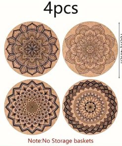 4pcs Bohemian Chic Geometric Cork Coasters Set