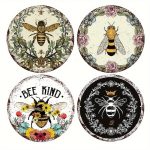 4PCS Bee-Inspired Wooden Coasters